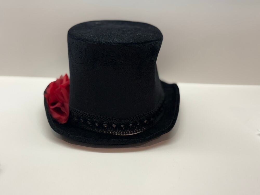 Spirit Halloween Black Top Hat Red Rose Day of the Dead Gothic Costume